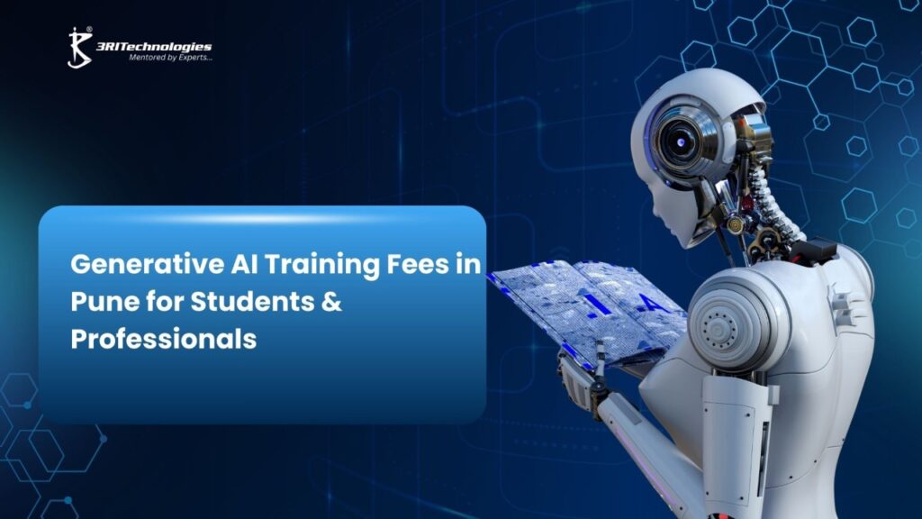 Generative AI training fees in Pune for students and professionals with AI robot learning concept