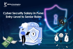 Cyber security professional analysing salary data and career progression charts for entry-level and senior security roles in Pune.