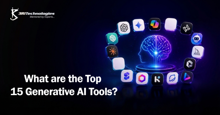 Top 15 Generative AI tools including ChatGPT, Gemini, Claude, Midjourney, and Copilot helping professionals improve productivity, content creation, coding, design, and business workflows.